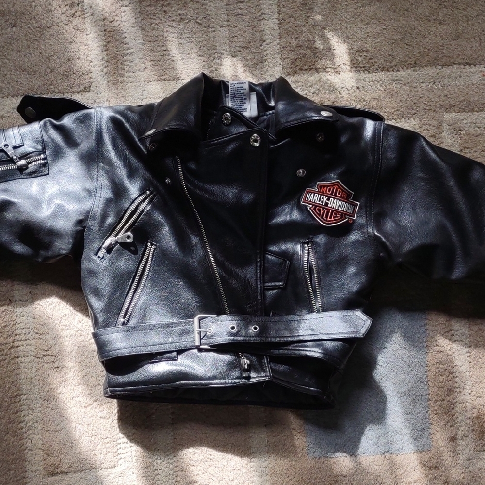 Harley-Davidson Black Biker Jacket / Boys Size 5 / Black Motorcycle Jacket